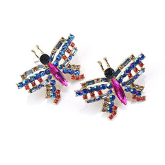 Blue Crystal & Cubic Zirconia Butterfly Stud Earrings