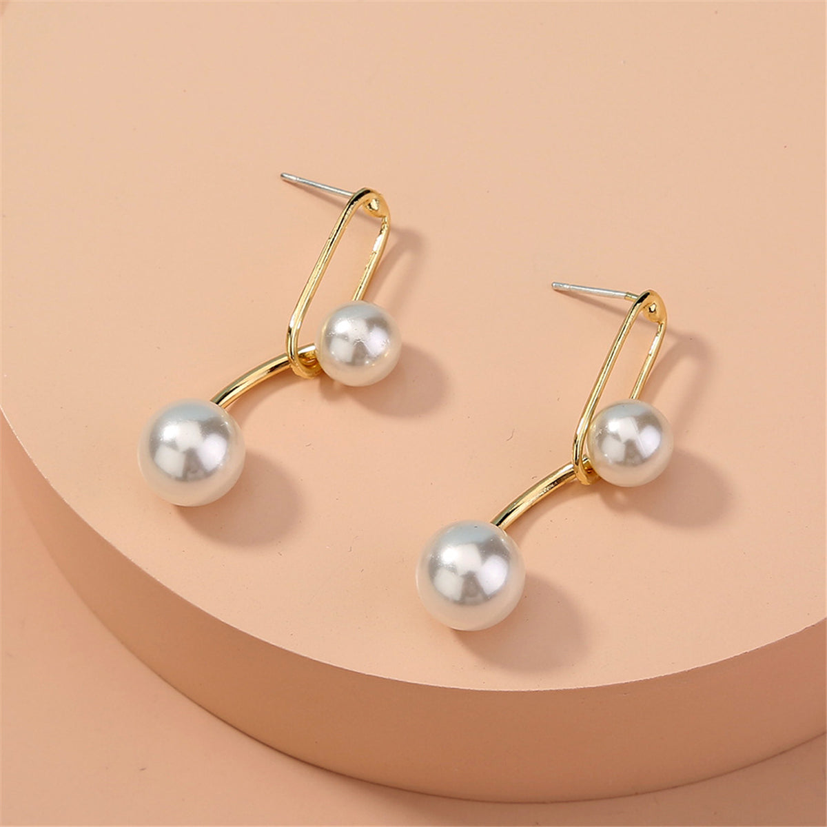 Pearl and 18K Gold-Plated Double Drop Earrings, gold drop earrings for women, vintage-inspired design, lifestyle look