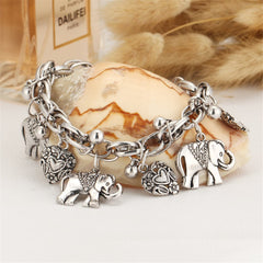 Silver-Plated Elephant Hearts Charm Anklet