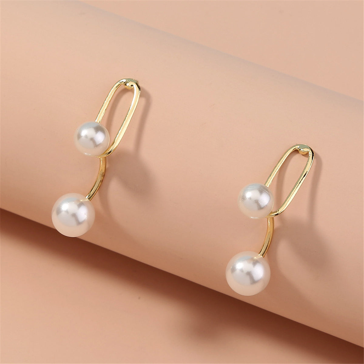 Pearl and 18K Gold-Plated Double Drop Earrings, gold drop earrings for women, vintage-inspired design, styled look