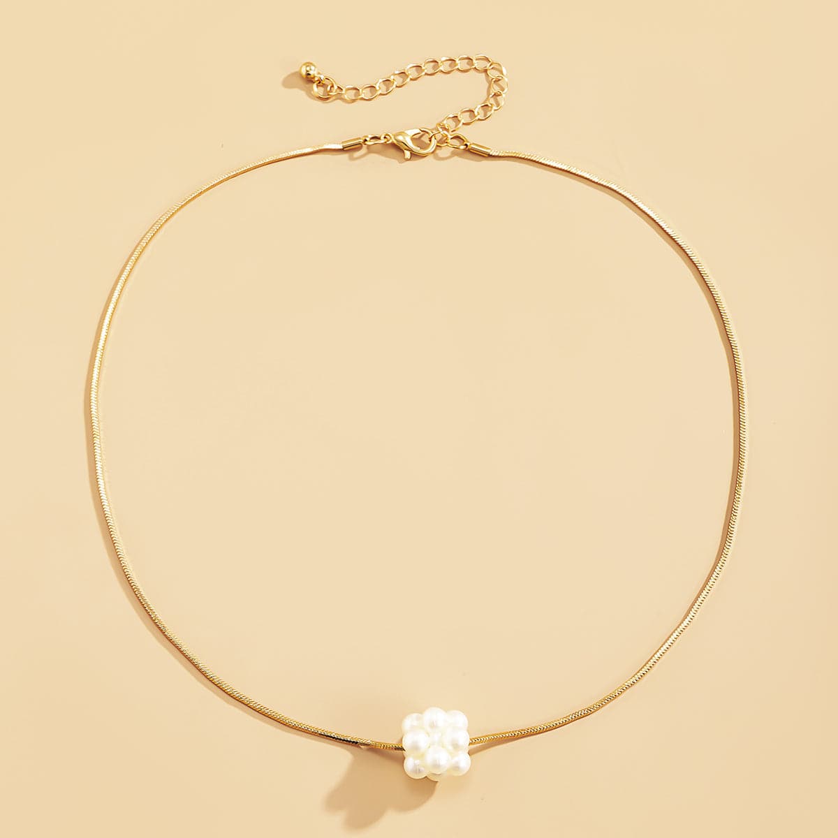 Pearl and 18K Gold-Plated Cluster Pendant Necklace, gold pendant necklace for women, botanical inspired, side view