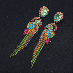 Blue Crystal & Cubic Zirconia Parrot Drop Earrings