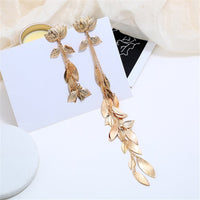 18K Gold Plated Lotus & Leaves Drop Earrings