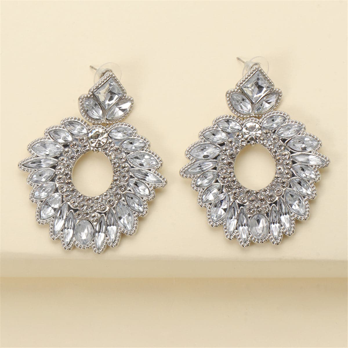 Crystal and Cubic Zirconia Silver-Plated Geometric Drop Earrings, silver drop earrings for women, lifestyle look