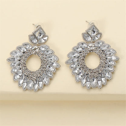 Crystal and Cubic Zirconia Silver-Plated Geometric Drop Earrings, silver drop earrings for women, lifestyle look