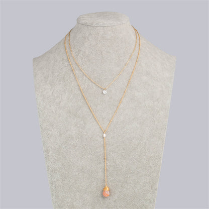 Gemstone & 18K Gold-Plated Layered Drop-Link Necklace