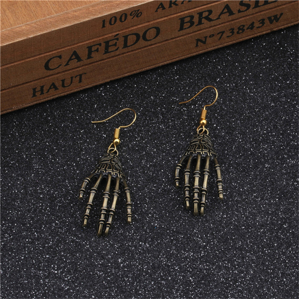 18K Gold-Plated Skeleton Palm Drop Earrings