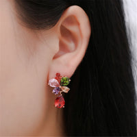 cubic zirconia & 18k Rose Gold-Plated Butterfly Teardrop Earrings - streetregion