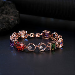 Crystal & Cubic Zirconia Geometric Station Bracelet