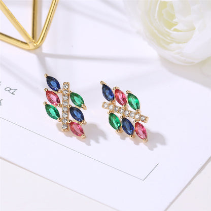 Multicolor Crystal and Cubic Zirconia Pear-Cut Botany Stud Earrings, stud earrings for women, side view