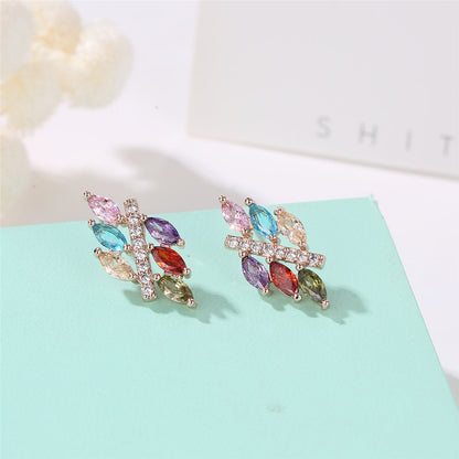 Multicolor Crystal and Cubic Zirconia Pear-Cut Botany Stud Earrings, stud earrings for women, lifestyle look