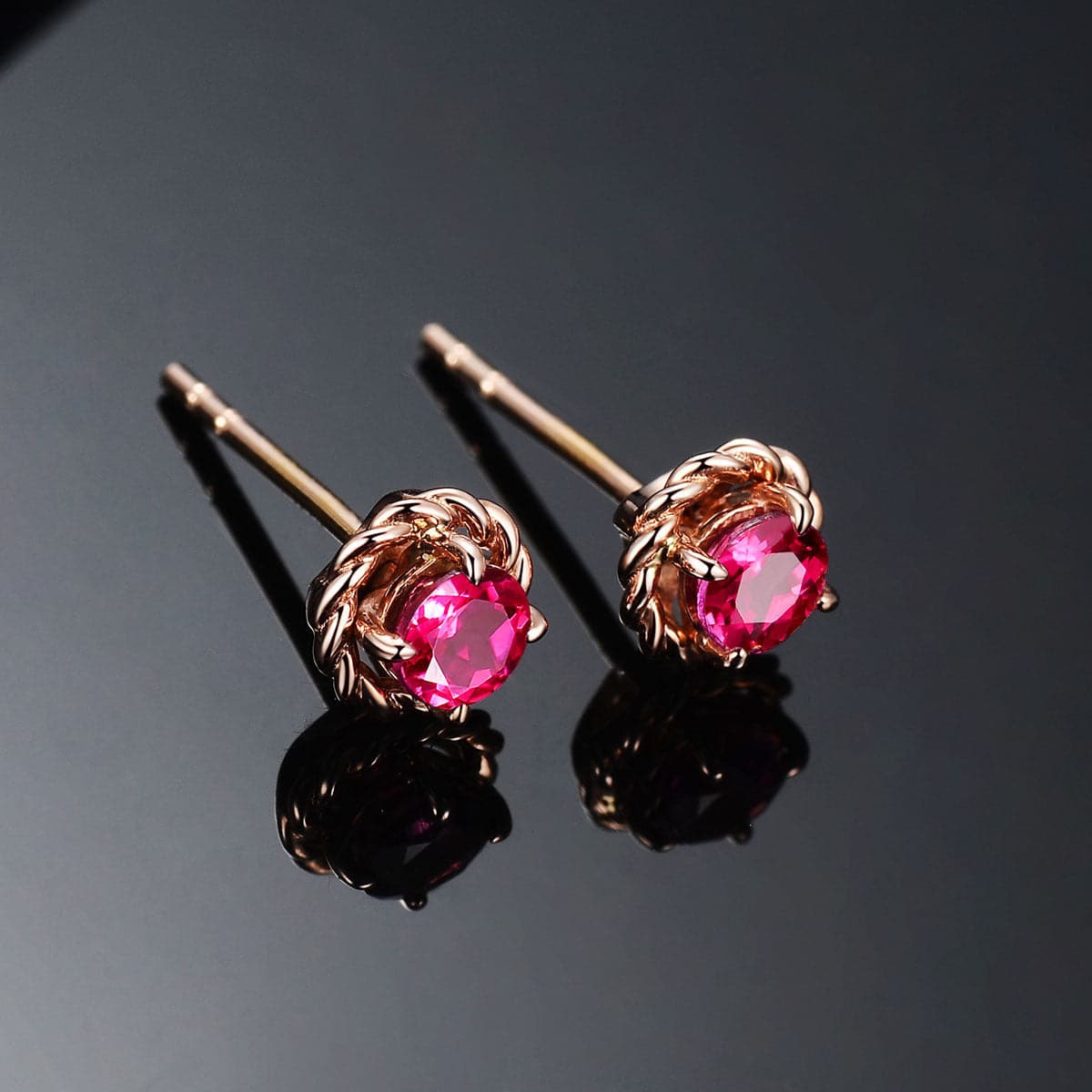 Red Crystal & 18K Rose Gold-Plated Twist Stud Earrings