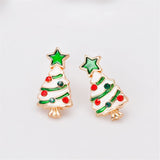 Cubic Zirconia & 18k Gold-Plated Star Christmas Tree Stud Earrings