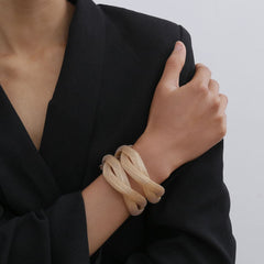 18K Gold-Plated Net Stacked Cuff