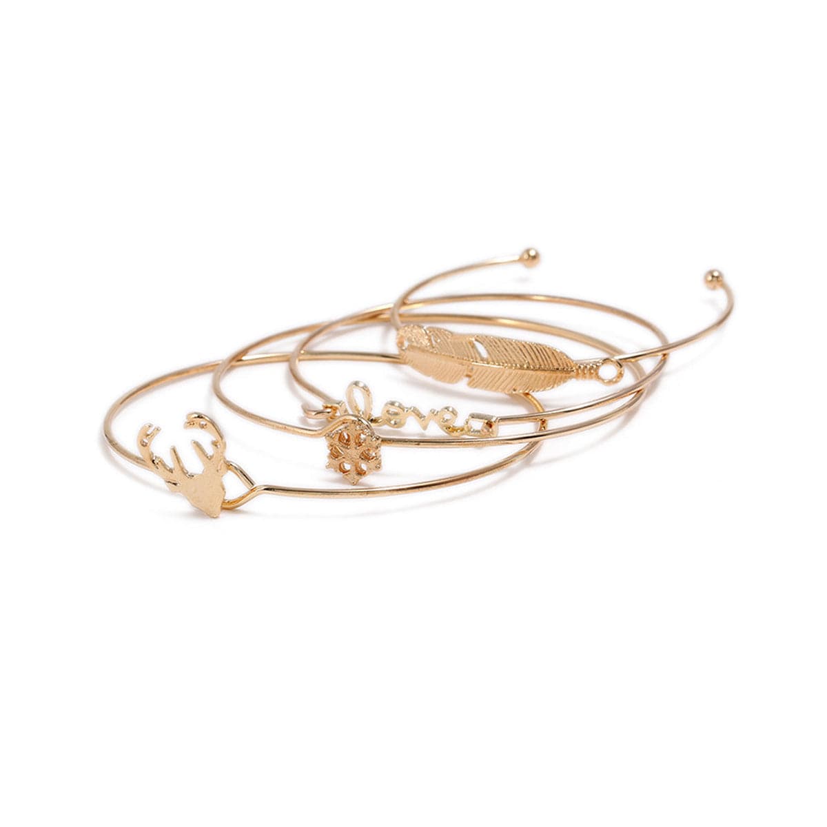 Four beautifully crafted gold bangles showcasing different styles, a perfect accessory for the Christmas season.