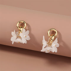 Pearl & 18K Gold-Plated Flowers Drop Earrings