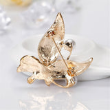 Purple & Green Cubic Zirconia & Pearl Butterfly Brooch