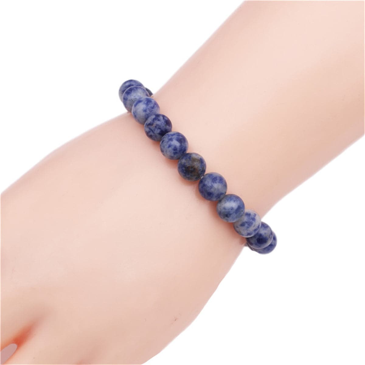 Blue-Vein Stone Stretch Bracelet