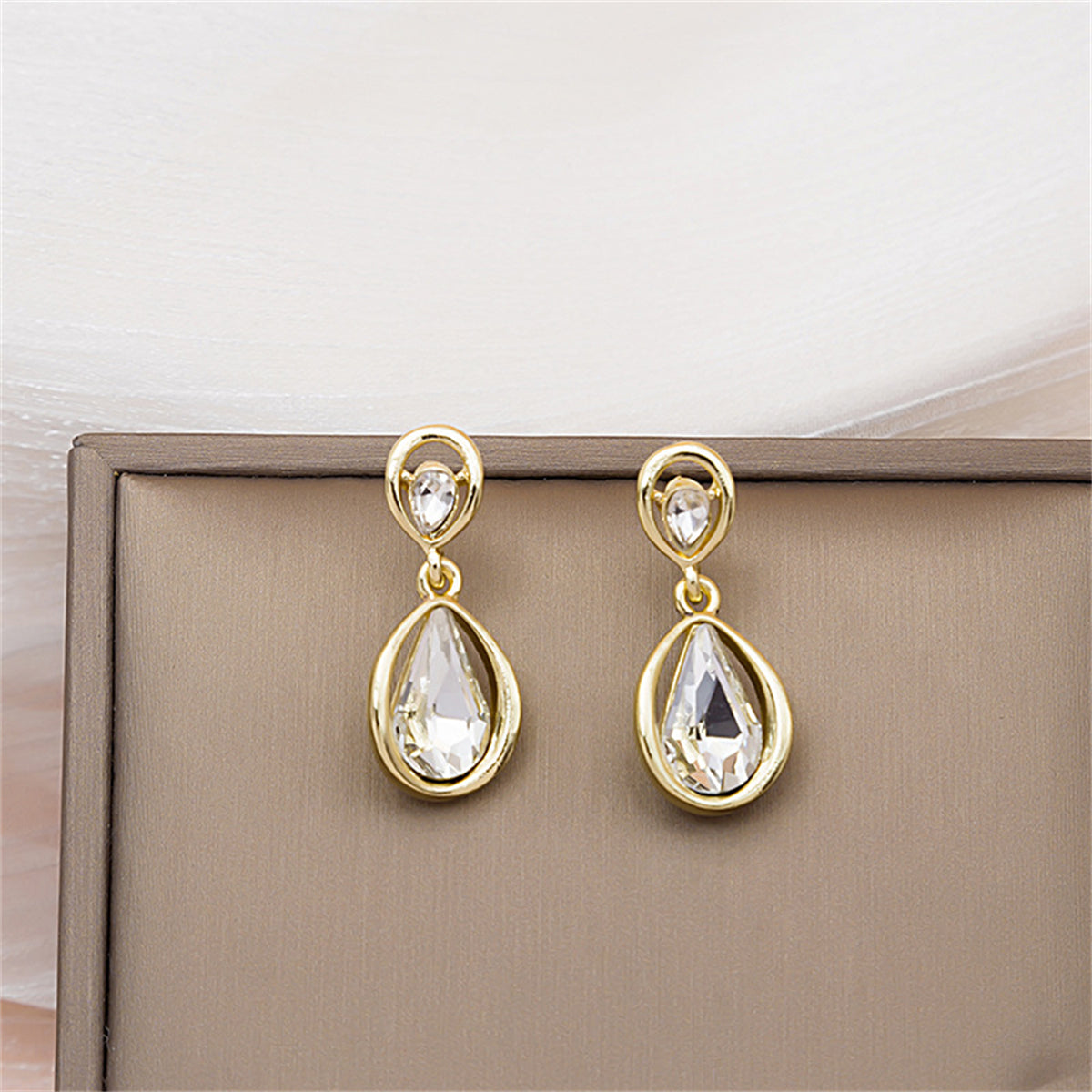 Crystal & 18K Gold-Plated Drop Earrings