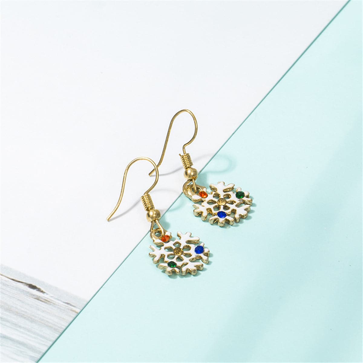 Cubic Zirconia & 18K Gold-Plated Snowflake Necklace & Drop Earrings