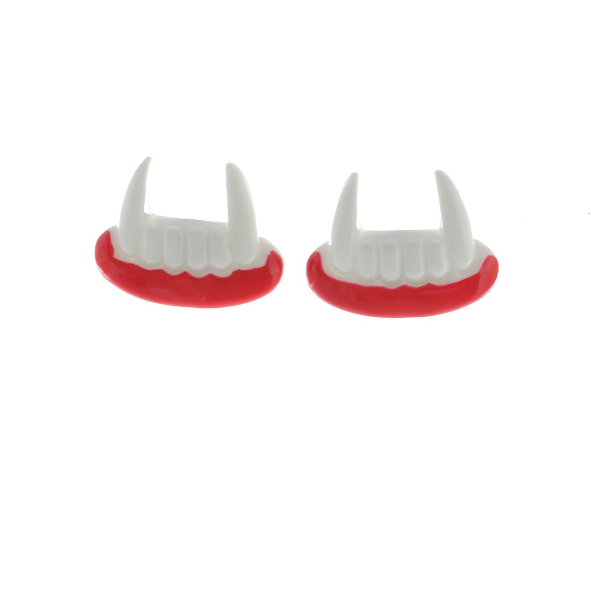 White & Silver-Plated Vampire Teeth Stud Earrings