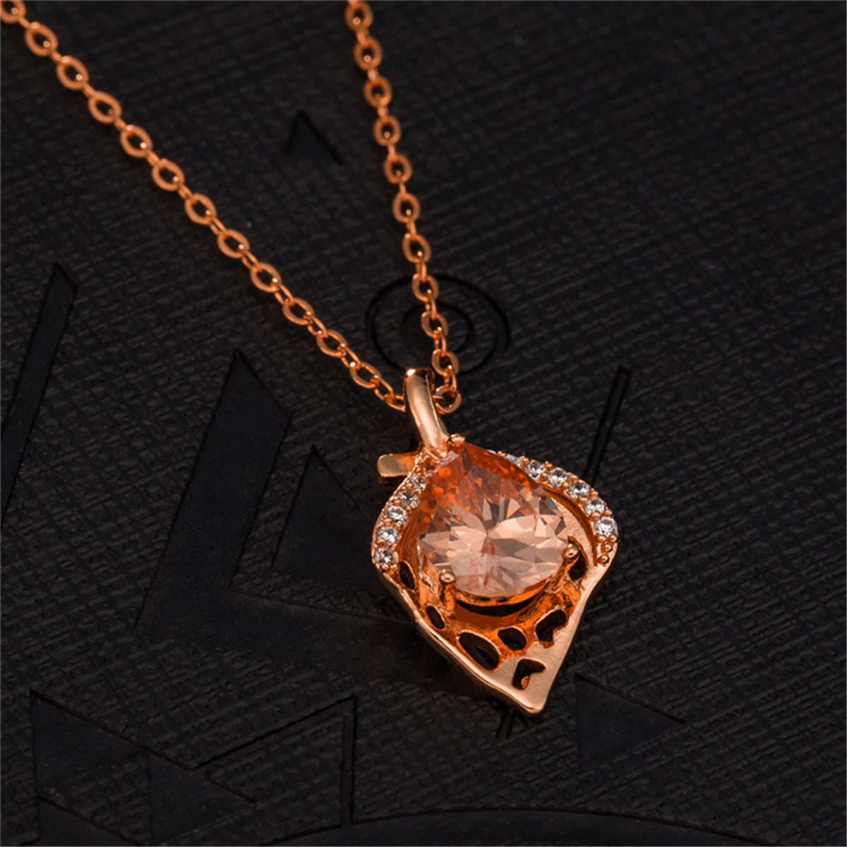 Yellow Crystal and Cubic Zirconia Pendant Necklace, pendant necklace for women, everyday style, detail close-up