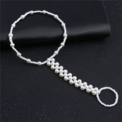 Pearl Ankle-To-Toe Ring Beaded Anklet