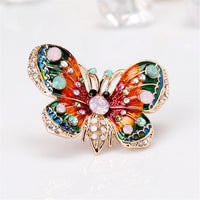18k Gold-Plated cubic zirconia Butterfly Brooch - streetregion