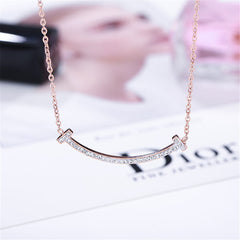Cubic Zirconia & 18K Rose Gold-Plated Bar Necklace