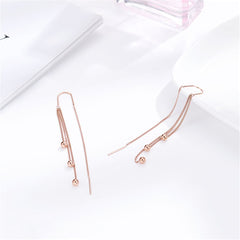 18K Rose Gold-Plated Beaded Tassel Drop Earrings
