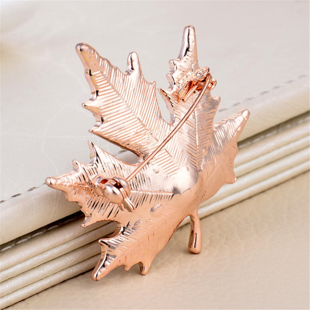 Pearl & Cubic Zirconia 18K Gold-Plated Maple Leaf Brooch