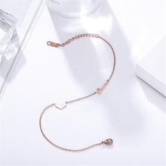 18K Rose Gold-Plated Heart 'Love' Anklet