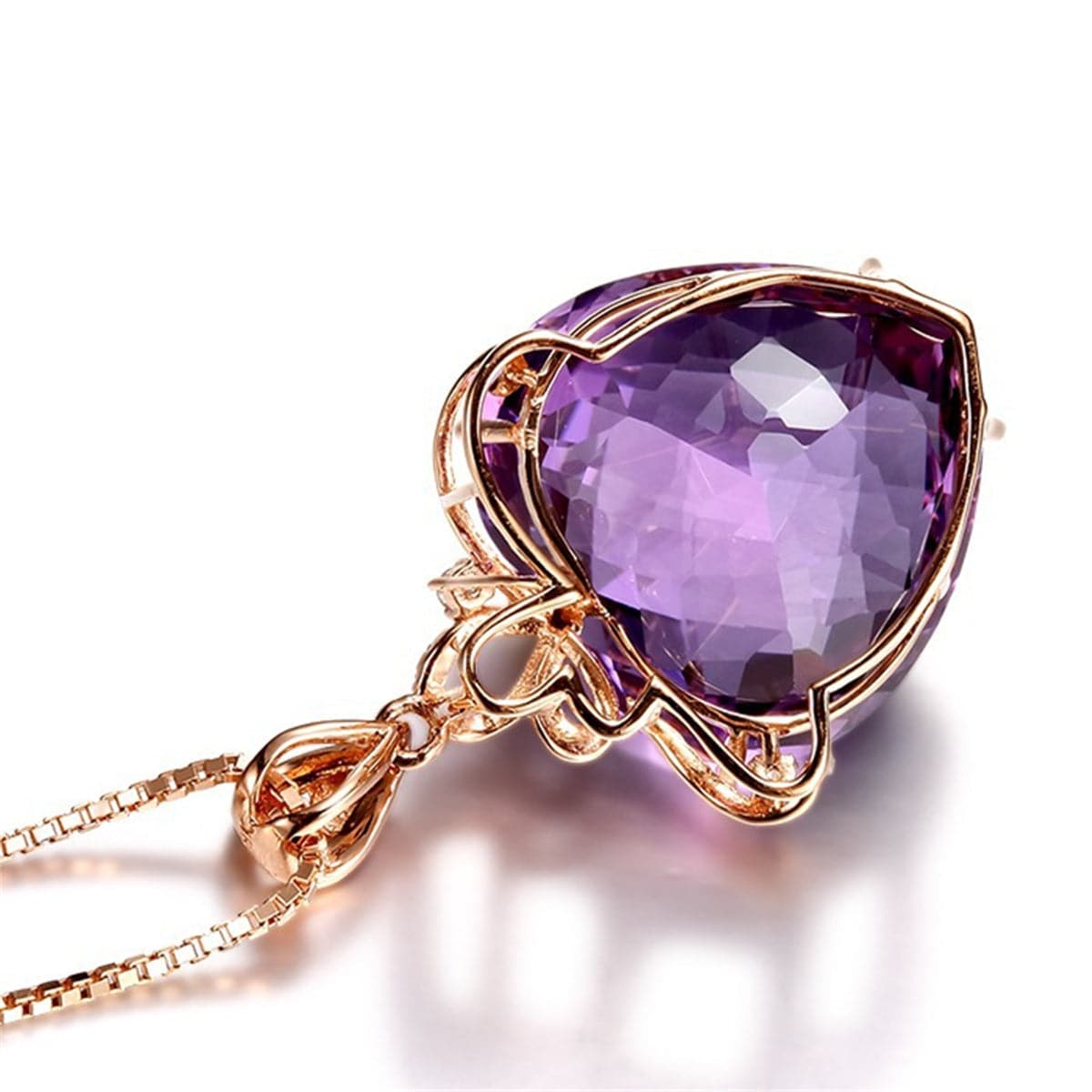 Purple Crystal & 18k Rose Gold-Plated Drop Pendant Necklace - streetregion
