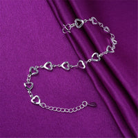 Fine Silver-Plated Open Heart Station Anklet