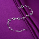 Fine Silver-Plated Open Heart Station Anklet