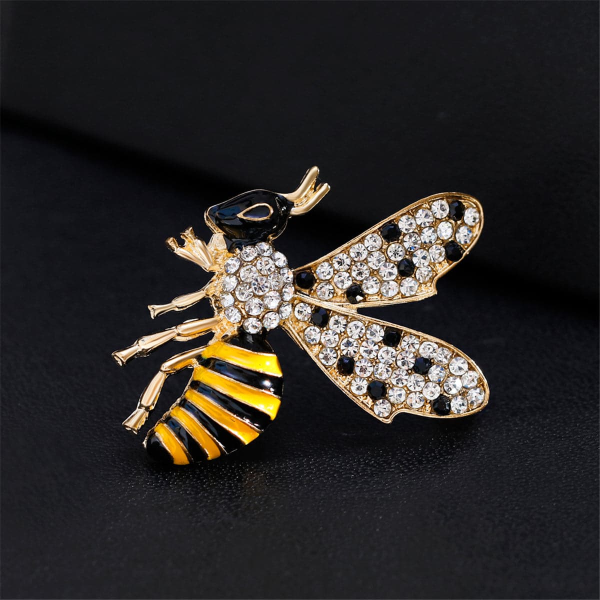 Cubic Zirconia & 18K Gold-Plated Bee Brooch