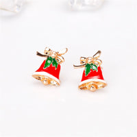 Red Enamel & 18K Gold-Plated Bell Stud Earrings