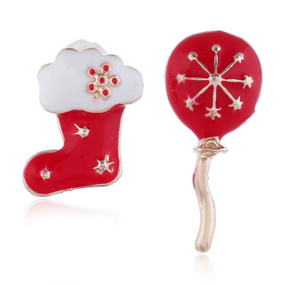 Red Enamel and 18K Gold-Plated Boot and Balloon Stud Earrings, gold stud earrings for women, front view