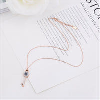 Cubic Zirconia & 18k Rose Gold-Plated Key Pendant Necklace