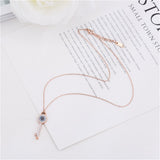 Cubic Zirconia & 18k Rose Gold-Plated Key Pendant Necklace