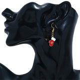 Red & 18k Gold-Plated Mittens Drop Earrings