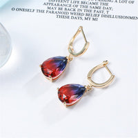Blue & Red Crystal Teardrop Leverback Earrings