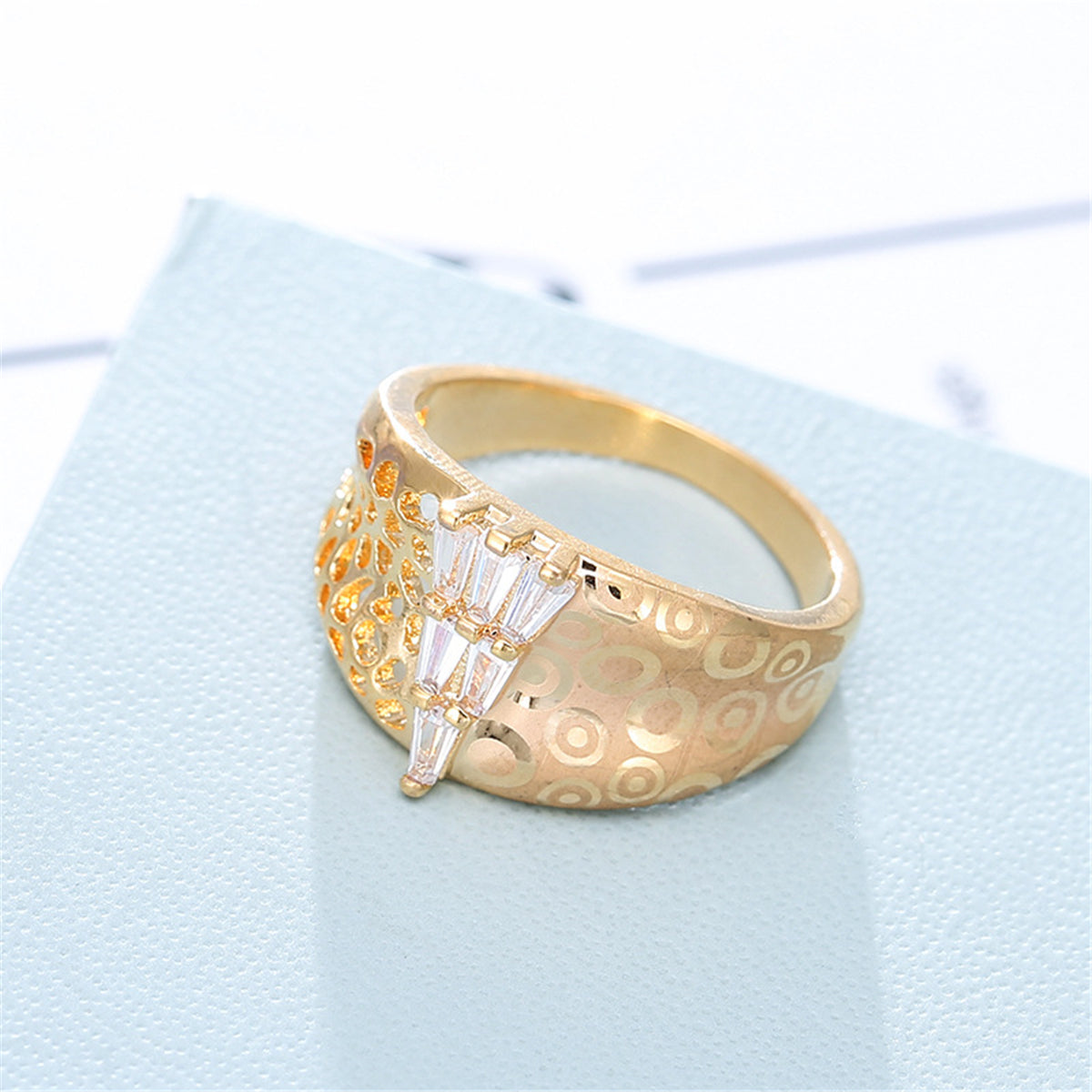 Crystal and Gold-Plated Tower Ring, gold statement rings for women, dainty minimalist design, styled look