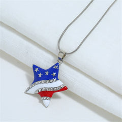 cubic zirconia & Silver-Plated Flag Star Pendant Necklace - streetregion