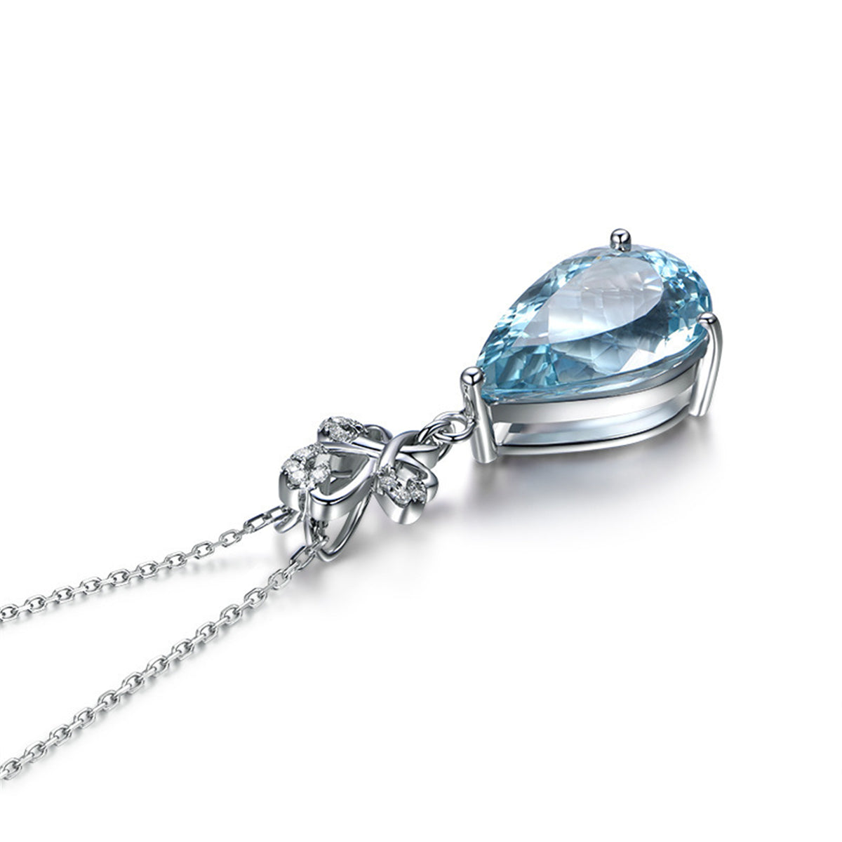Light Blue Crystal and Cubic Zirconia Bezel Prong Pendant Necklace, pendant necklace for women, lifestyle look