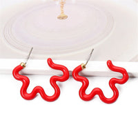 Red Enamel & 18k Gold-Plated Open Flower Stud Earrings