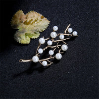 Imitation Pearl & Cubic Zirconia Branch Brooch