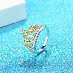 Cubic Zirconia & Two-Tone Crown Band Ring