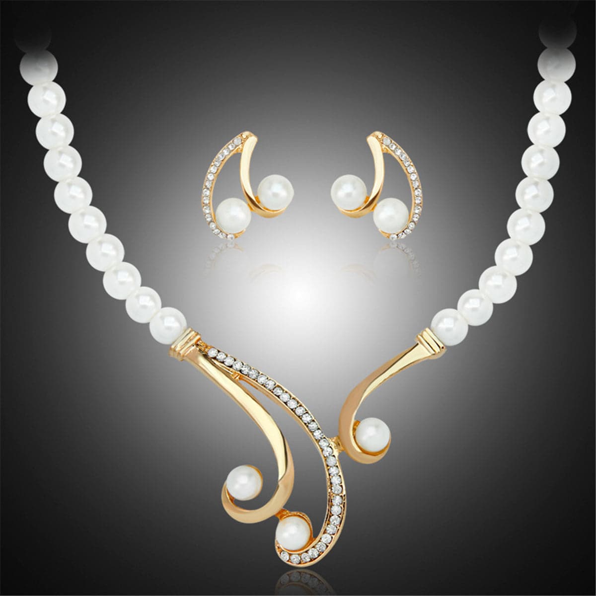 Pearl & Cubic Zirconia 18K Gold-Plated Botany Statement Necklace Set