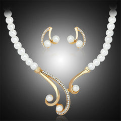 Pearl & Cubic Zirconia 18K Gold-Plated Botany Statement Necklace Set